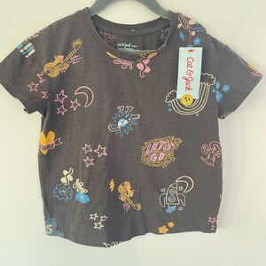 Cat & Jack Kids Graphic T-Shirt - Black/gray size small (6/7) NWT